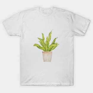 green indoor plant in brown pot watercolor 2 T-Shirt